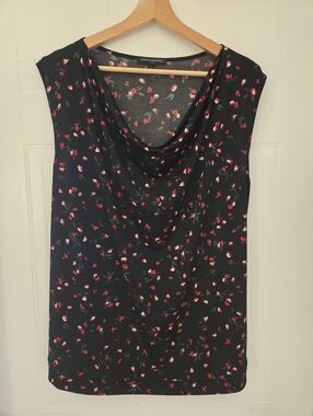 Banana Republic Black Floral Drape Neck Sleeveless Camisole